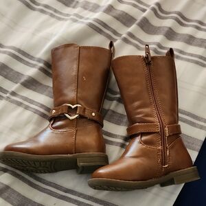 The Children's Place Girls Brown Heart Buckle Mid-Calf Boots